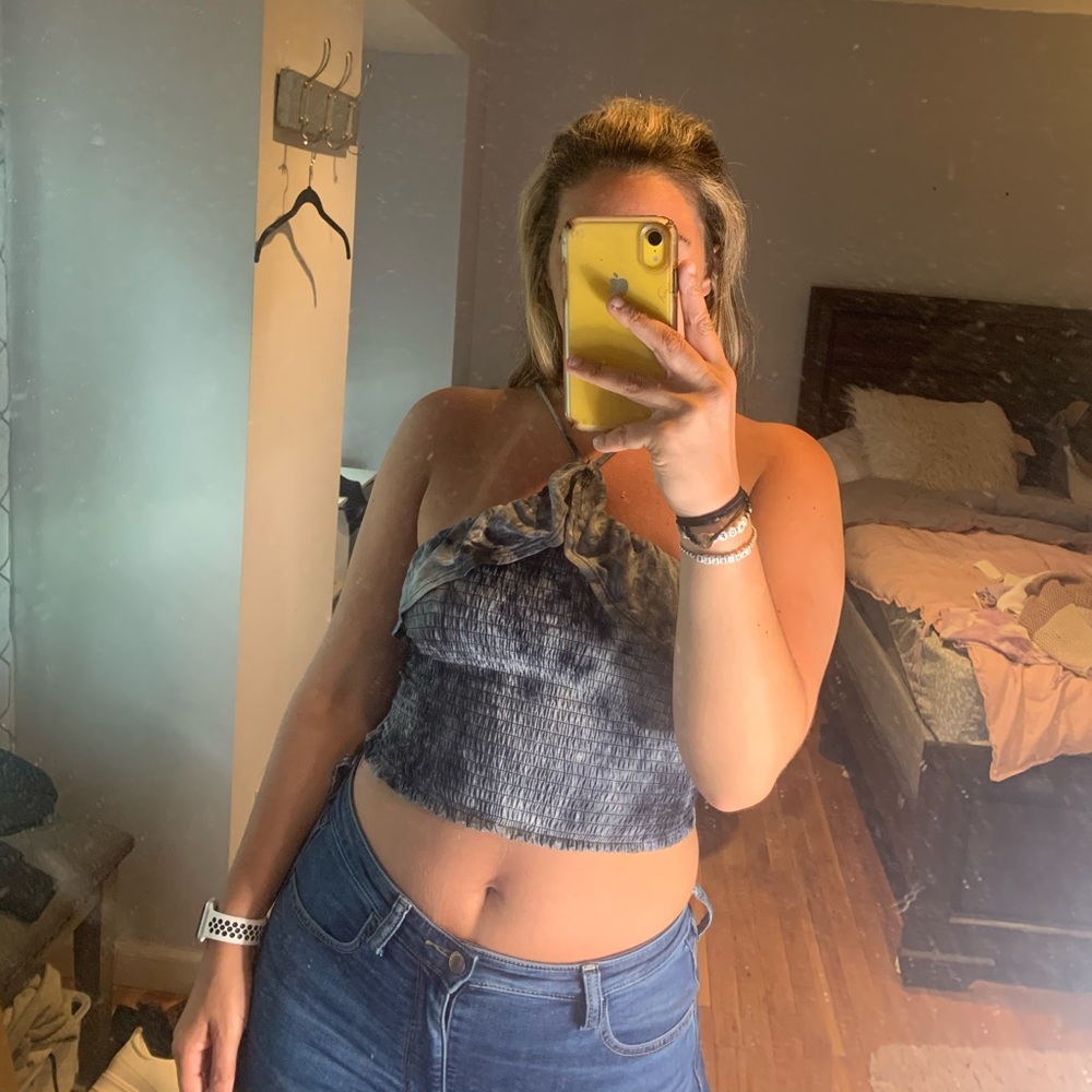 halter blue tie dye tank